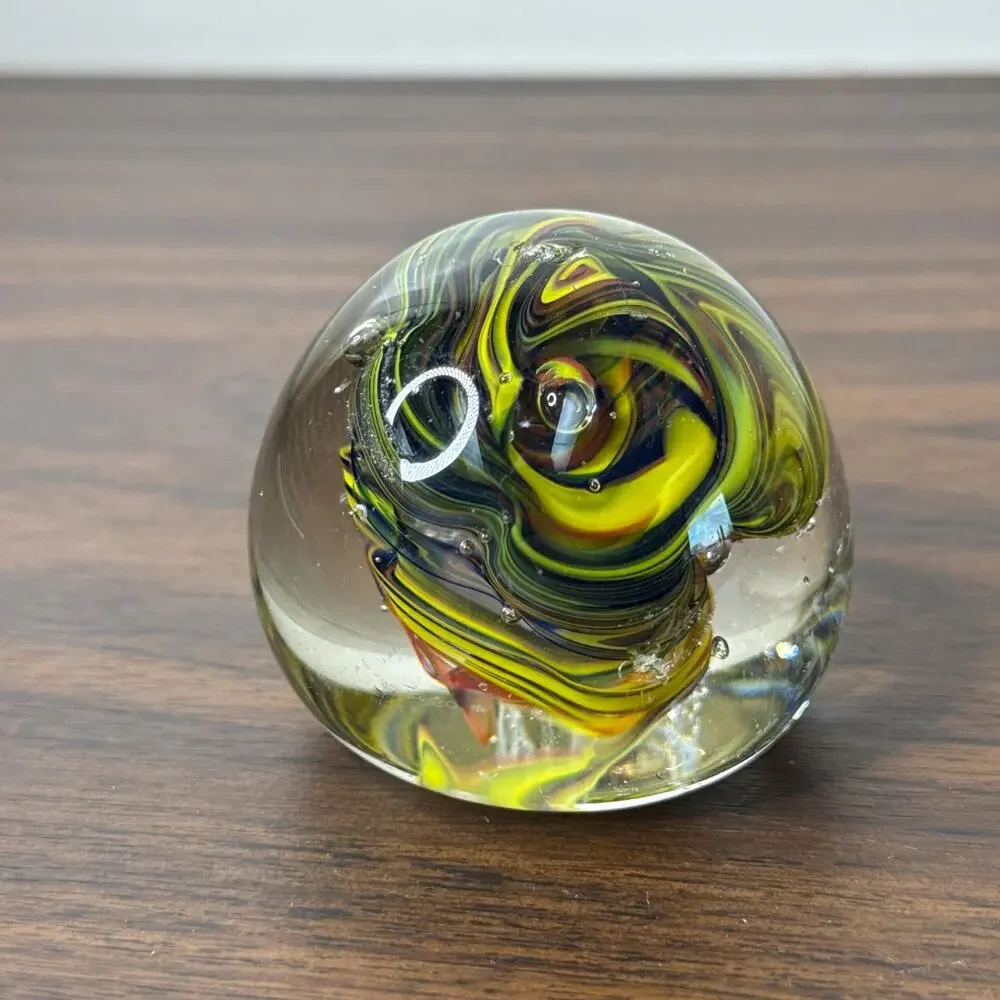 Vintage Swirl Design Art Glass Paperweight
